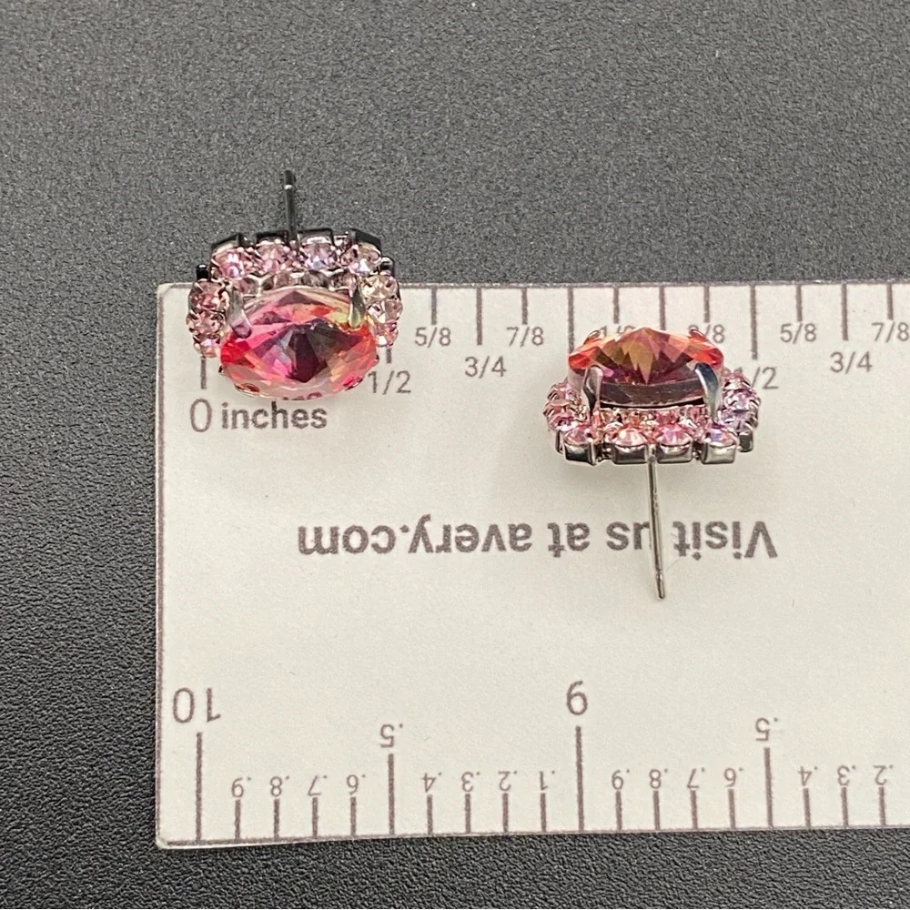 Blush Pink Sparkly Stud Earrings - Picture 7 of 10